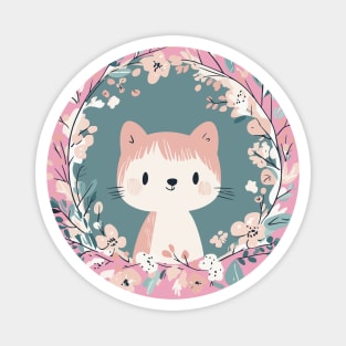 Boho Kawaii Cat – Adorable Pastel Kitty Aesthetic Magnet